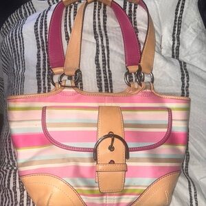 Striped Pink and Tan Women's Bag